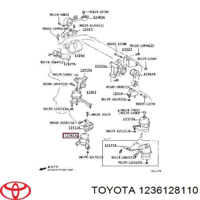 1236128110 Toyota soporte motor delantero
