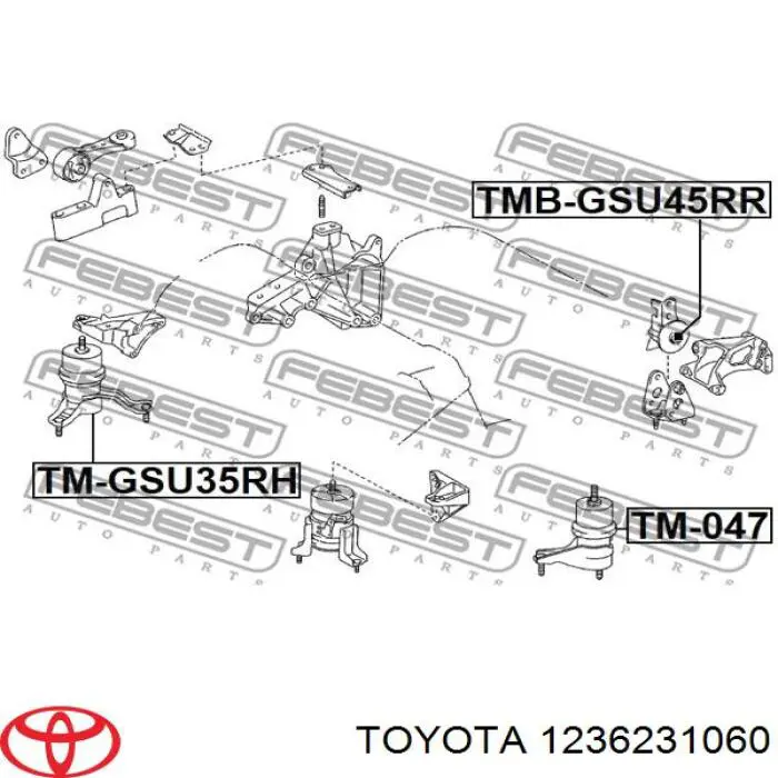 1236231060 Toyota soporte de motor derecho