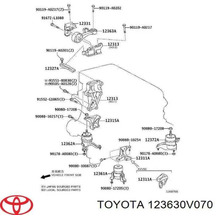 Soporte, motor, superior para Toyota Camry (V50)
