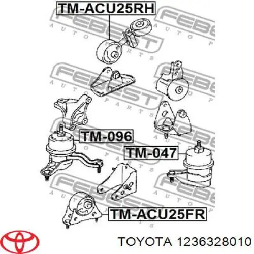 1236328010 Toyota soporte, motor, derecho superior