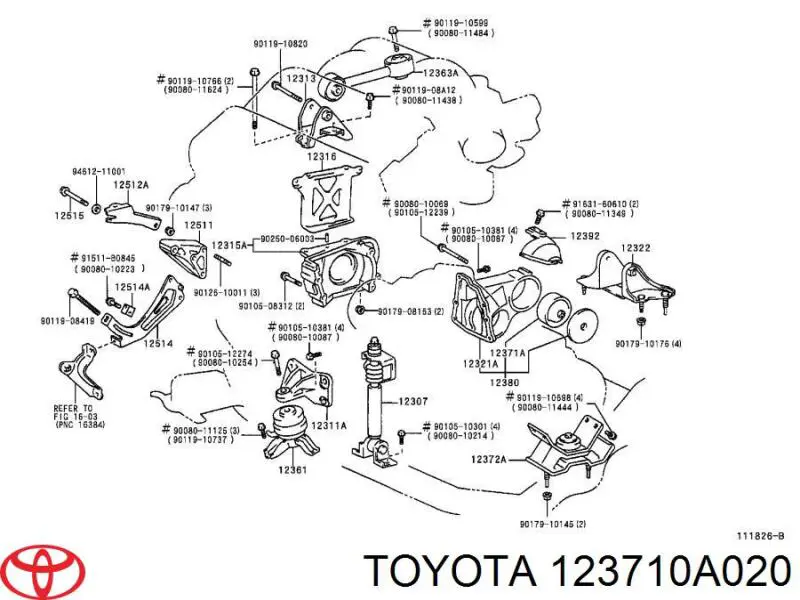 123710A020 Toyota soporte, motor, trasero, silentblock