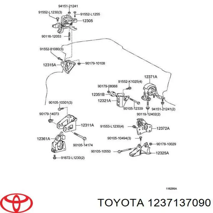 Soportes de motor trasero Toyota 1237137090 precio, desde 47,57 EUR