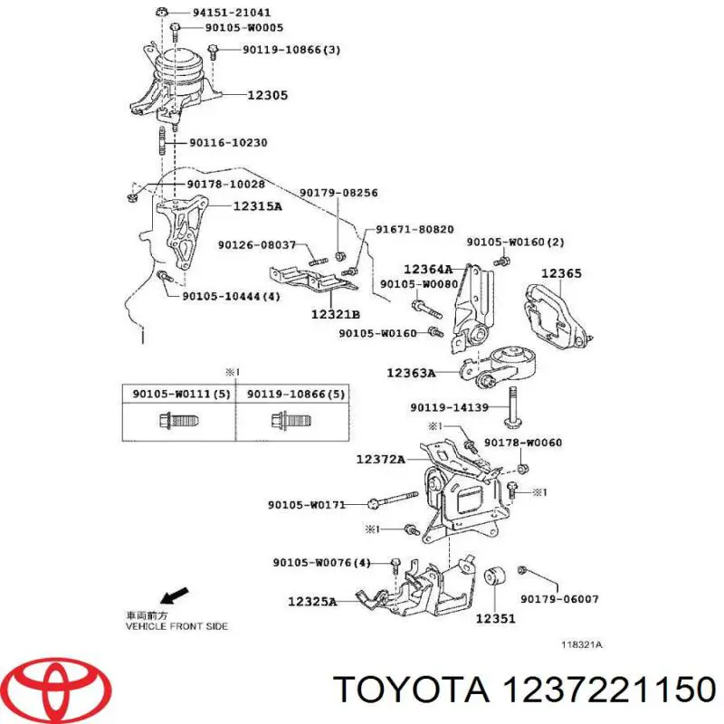 Comprar 1237221150 Toyota Soporte izquierdo del motor