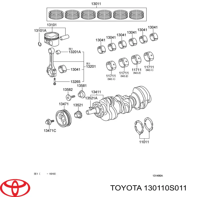 130110S011 Toyota juego de aros de pistón, motor, std