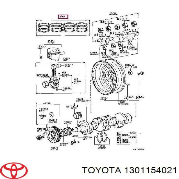 Juego de anillos de pistón, motor, STD para Toyota Hiace (H5)