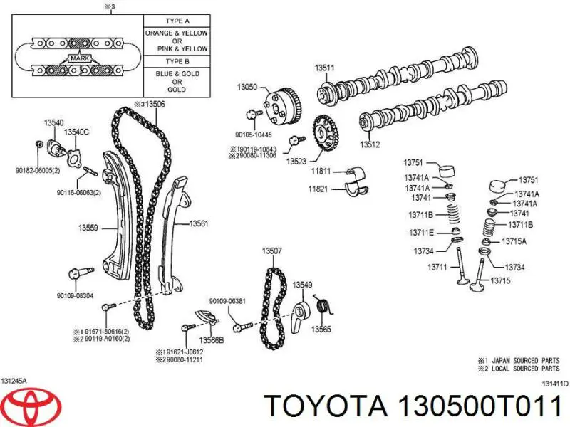 Rueda dentada del árbol de levas de admisión Toyota 130500T011 precio, desde 102,09 EUR