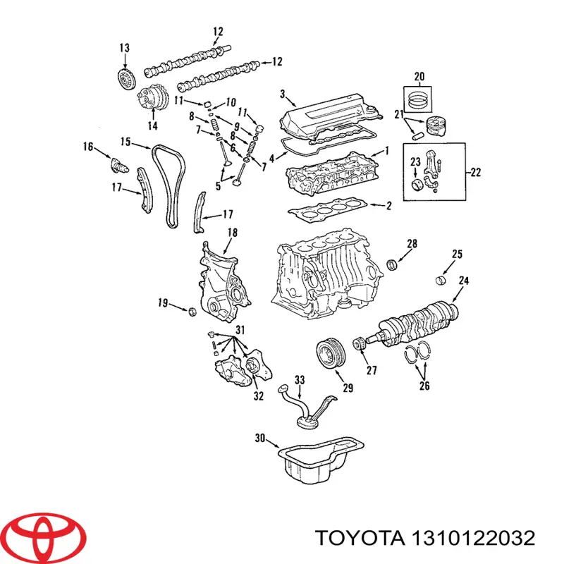 Pistón completo para 1 cilindro, STD para Toyota Avensis (T22)