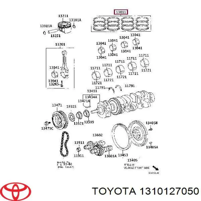 1310127050 Toyota juego de piston para motor, std