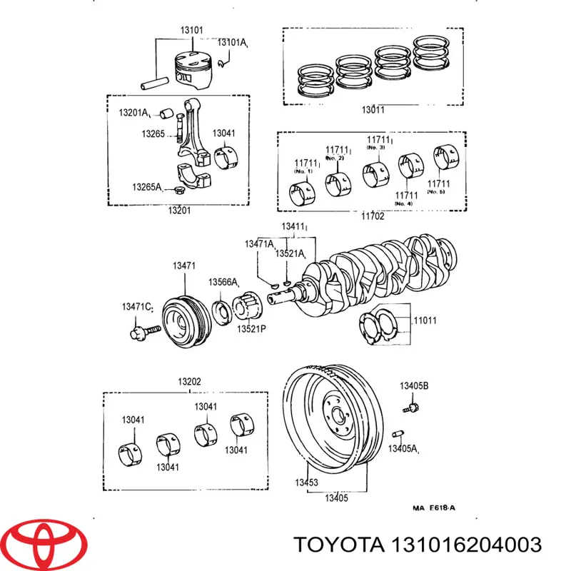 131016204002 Toyota pistón completo para 1 cilindro, std