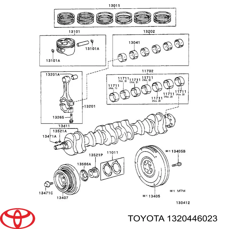 1320446022 Toyota juego de cojinetes de biela, cota de reparación +0,25 mm