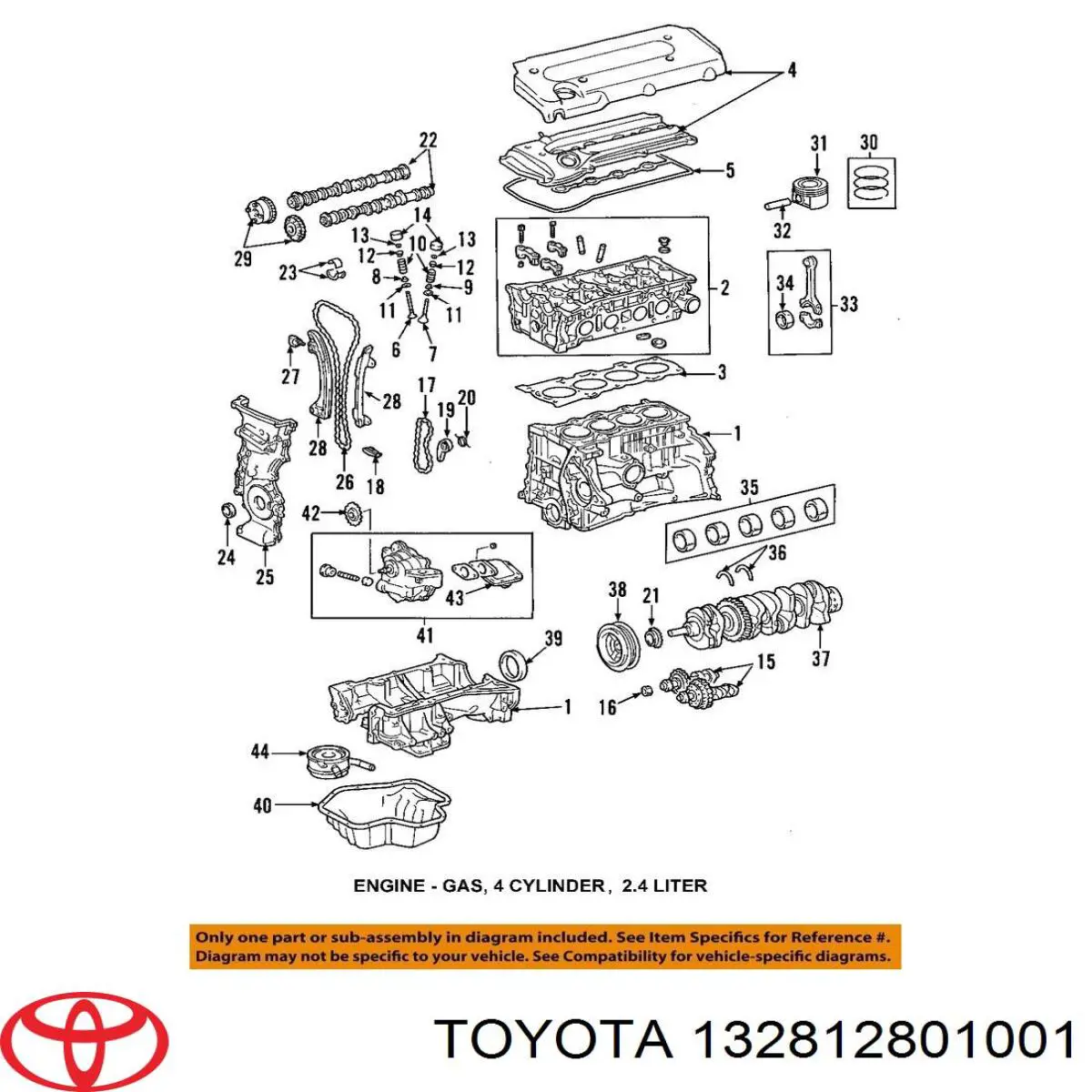 132812801001 Toyota cojinetes de biela