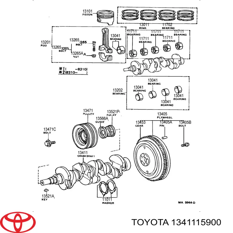 Cigüeñal Toyota Carina II sedán (T17) (1987 - 1992) precio, desde 1453,61 USD