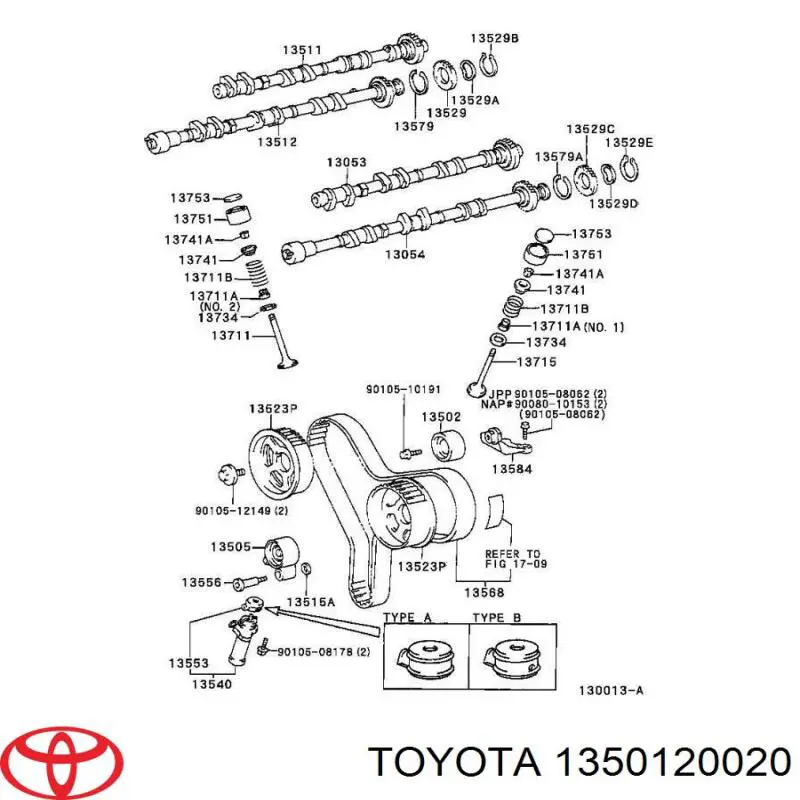 Árbol de levas de escape derecho Toyota 1350120020 precio, desde 427,62 EUR