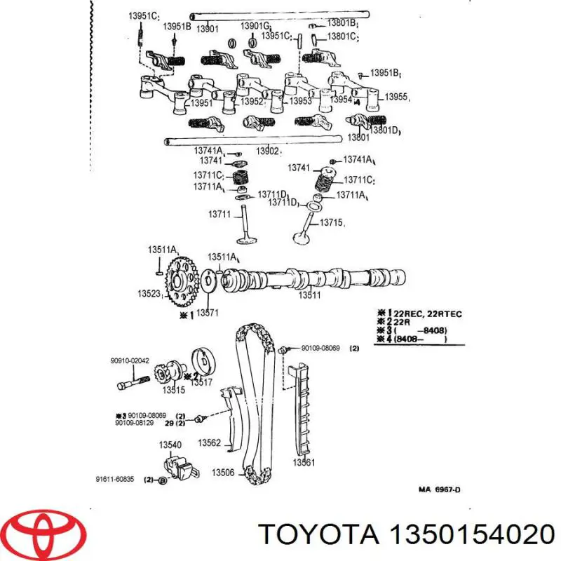Árbol de levas para Toyota Hilux (N)