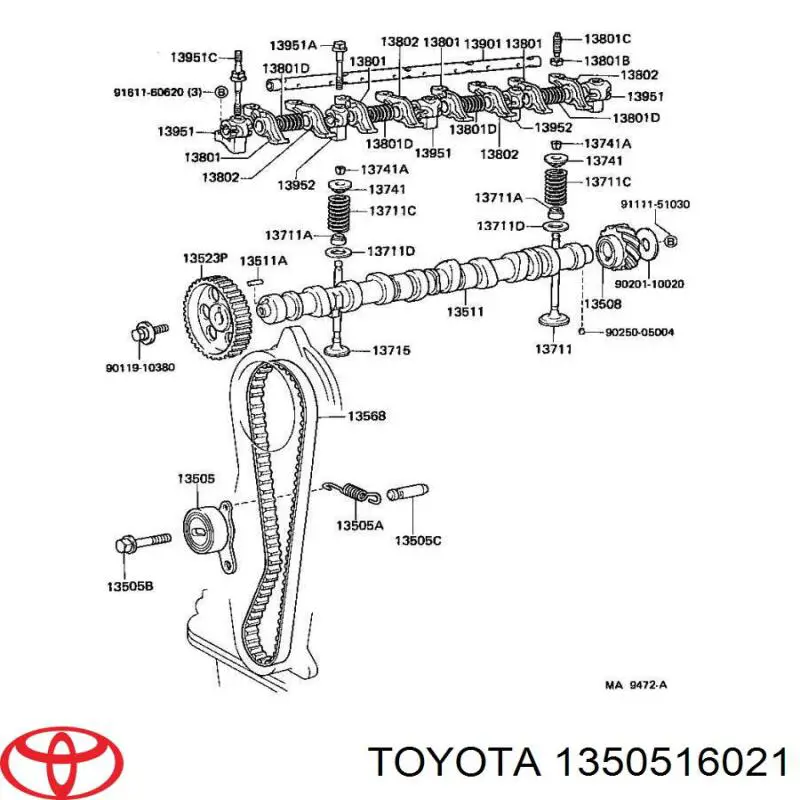 1350516021 Toyota rodillo, cadena de distribución