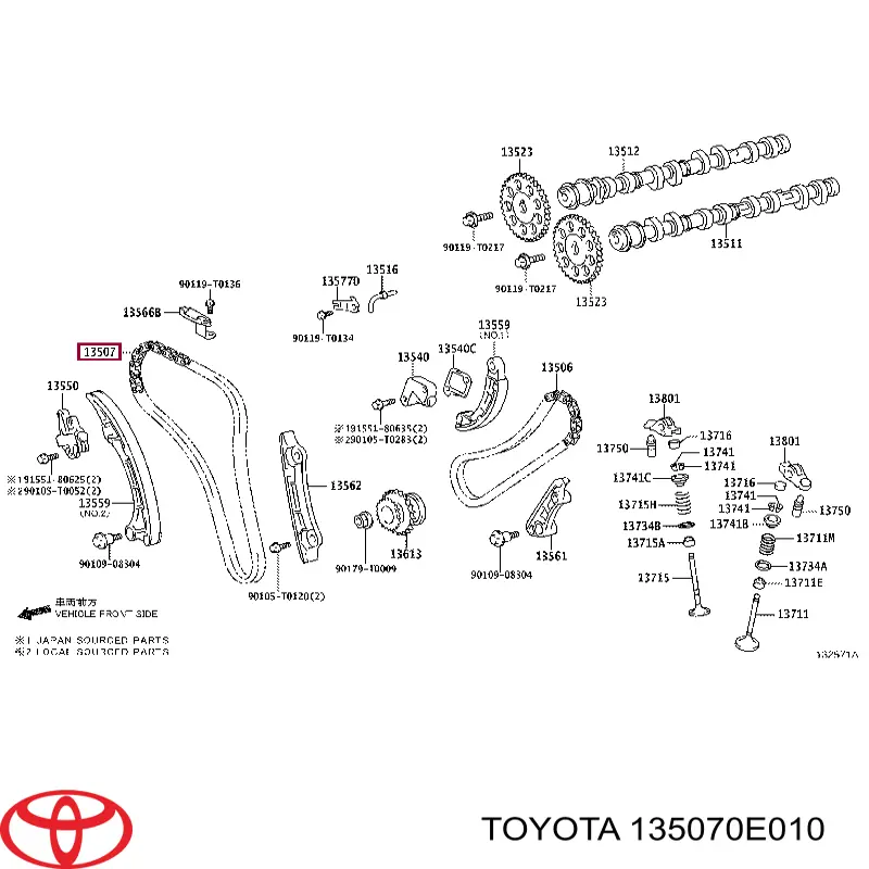 Cadena de distribución para Toyota Hilux (GUN12, GUN13)