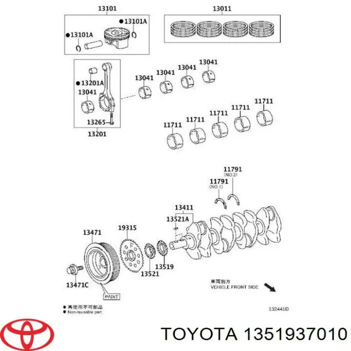 1351937010 Toyota rueda dentada, árbol de levas escape