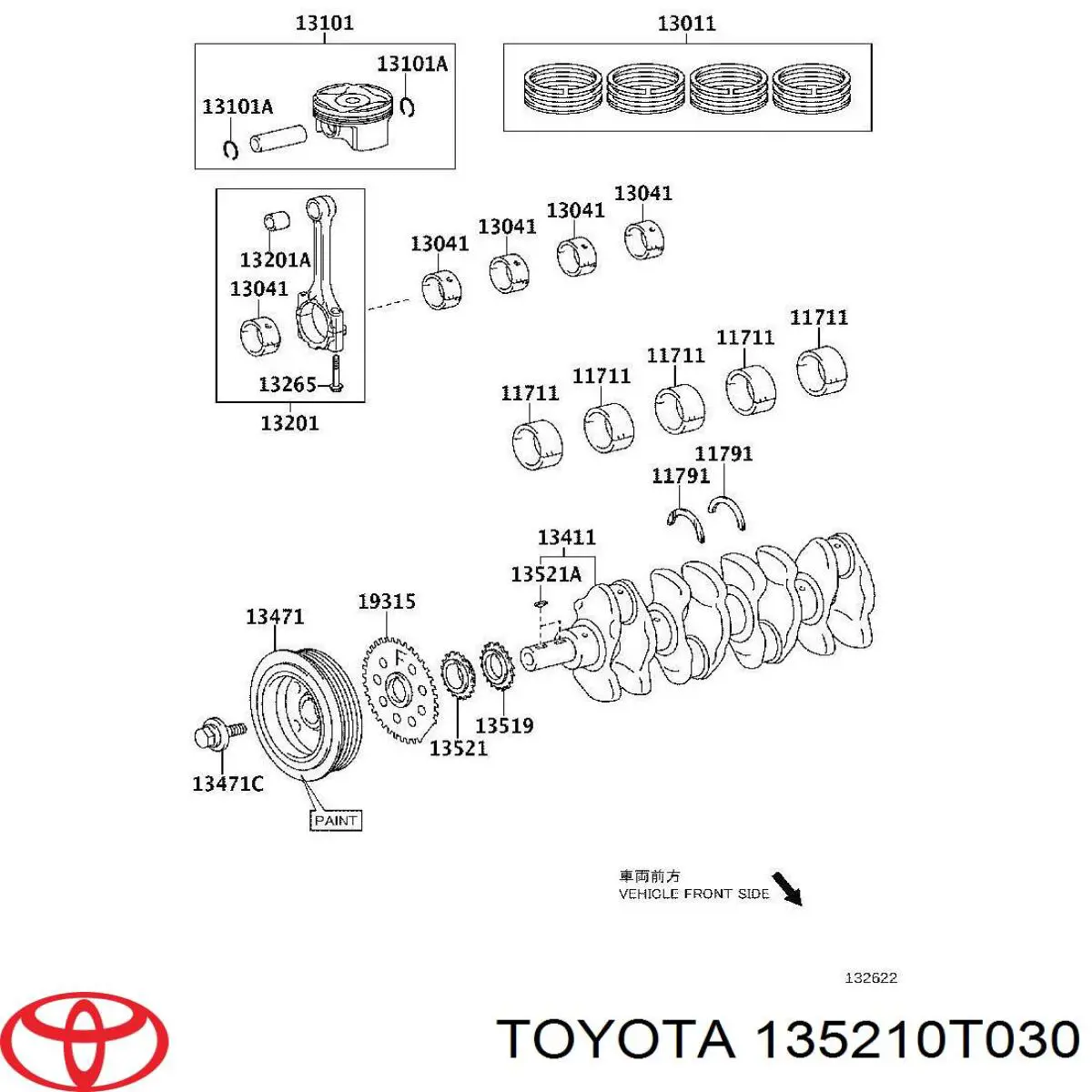 Piñón del cigüeñal Toyota 135210T030 precio, desde 14,28 EUR
