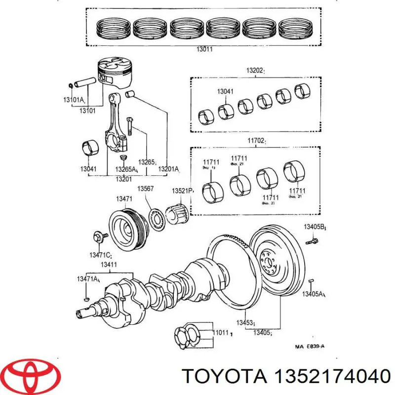 1352103030 Toyota rueda dentada, cigüeñal