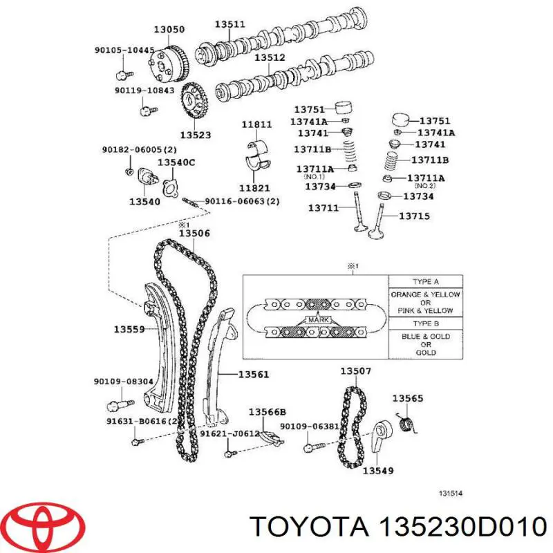 Rueda dentada, árbol de levas escape para Toyota RAV4 (XA2)
