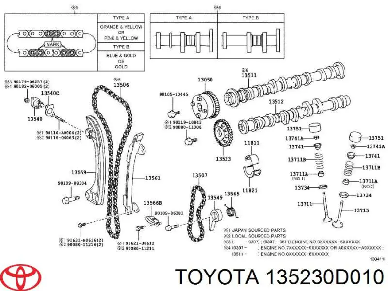 Comprar 135230D020 Toyota Engranaje del árbol de levas de escape