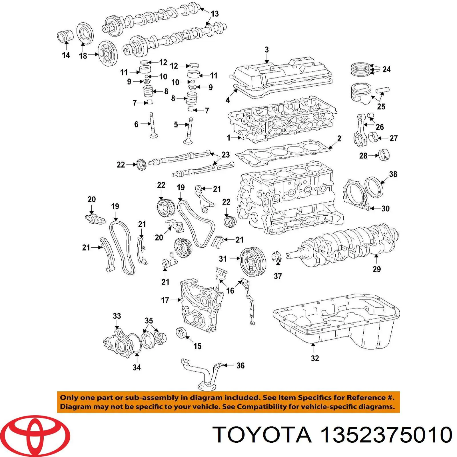 1352375010 Toyota piñón cadena distribución