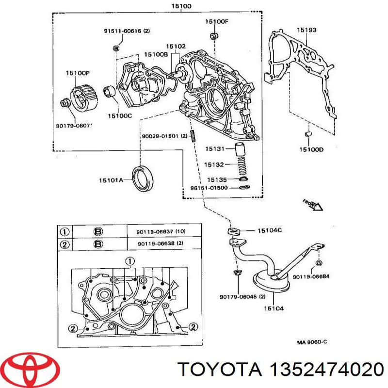 1352474020 Toyota rueda dentada, bomba de aceite