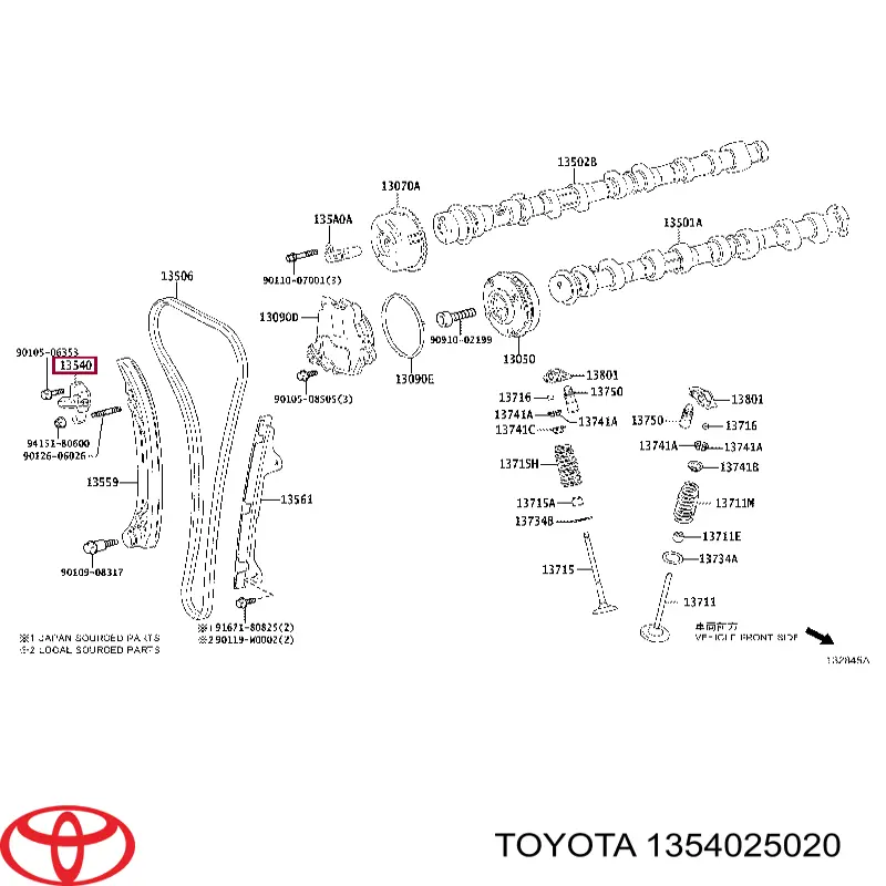 Tensor, cadena de distribución para Toyota C-HR (X10)