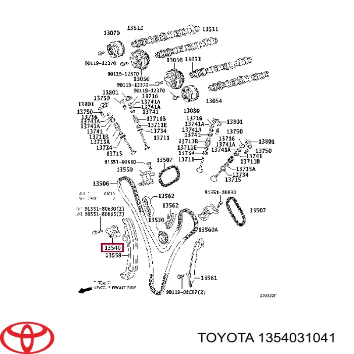 1354031041 Toyota tensor, cadena de distribución