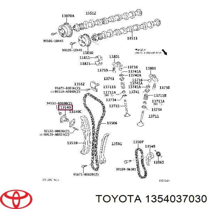 Tensor de cadena de distribución 1354037030 Toyota