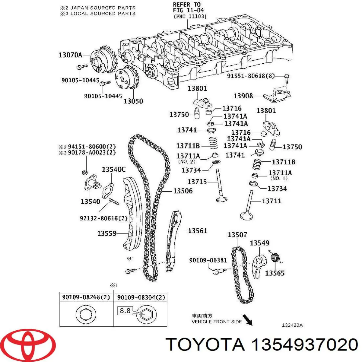 1354937020 Toyota Tensor de cadena de bomba de aceite