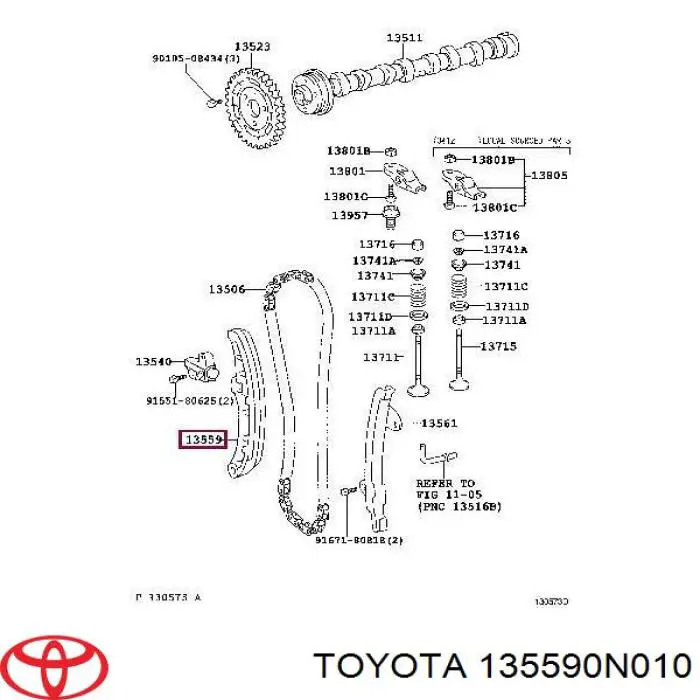 135590N010 Toyota zapata cadena de distribuicion