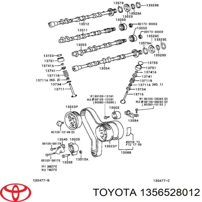 1356528012 Toyota muelle tracción, rodillo tensor (correa distribución)