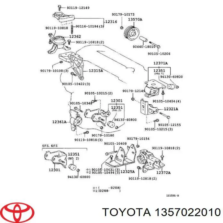Comprar 1357022010 Toyota Polea inversión/guía, correa poli V