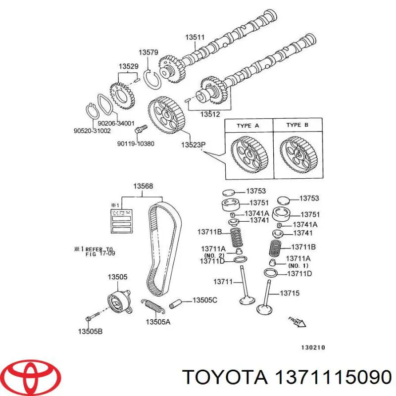 1371115090 Toyota válvula de admisión