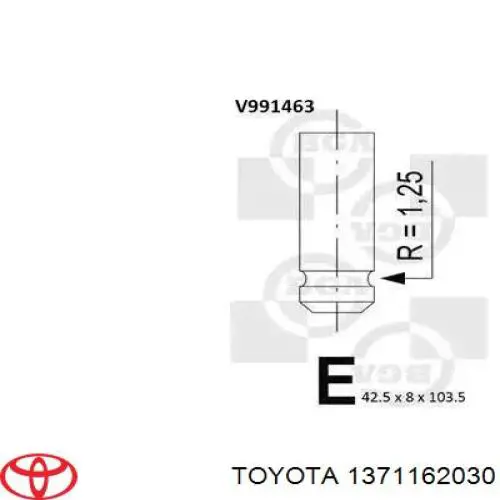 1371162030 Toyota válvula de admisión