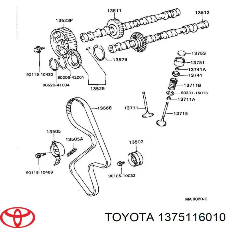Empujador de válvula para Toyota Carina (T17)