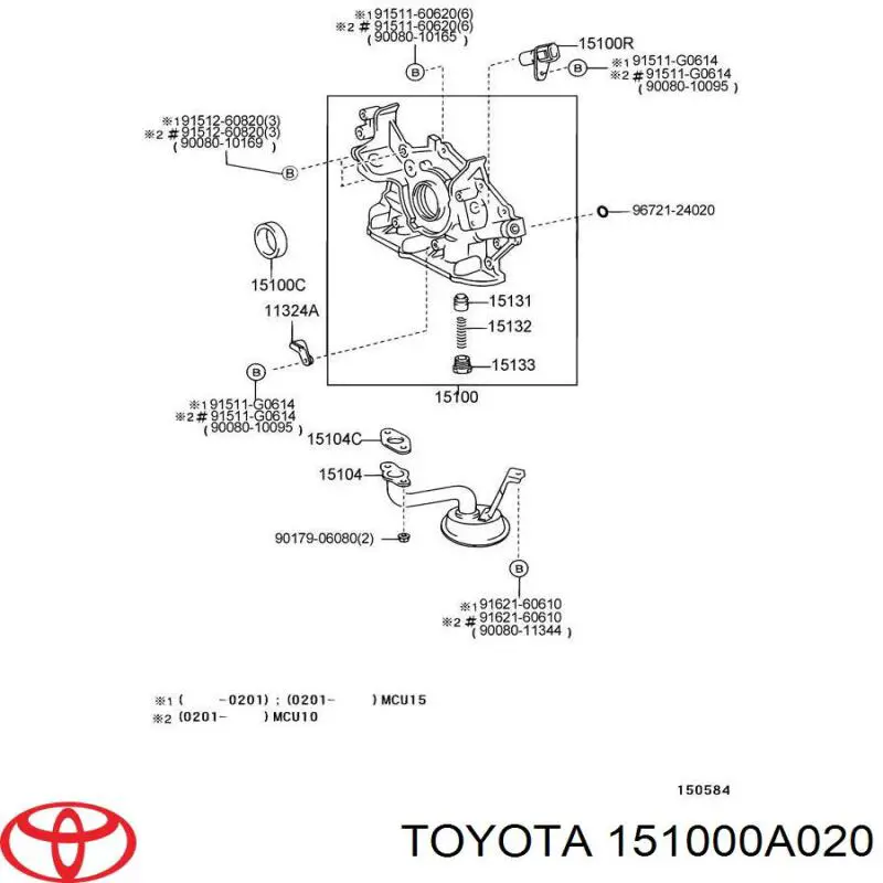 1510020040 Toyota bomba de aceite