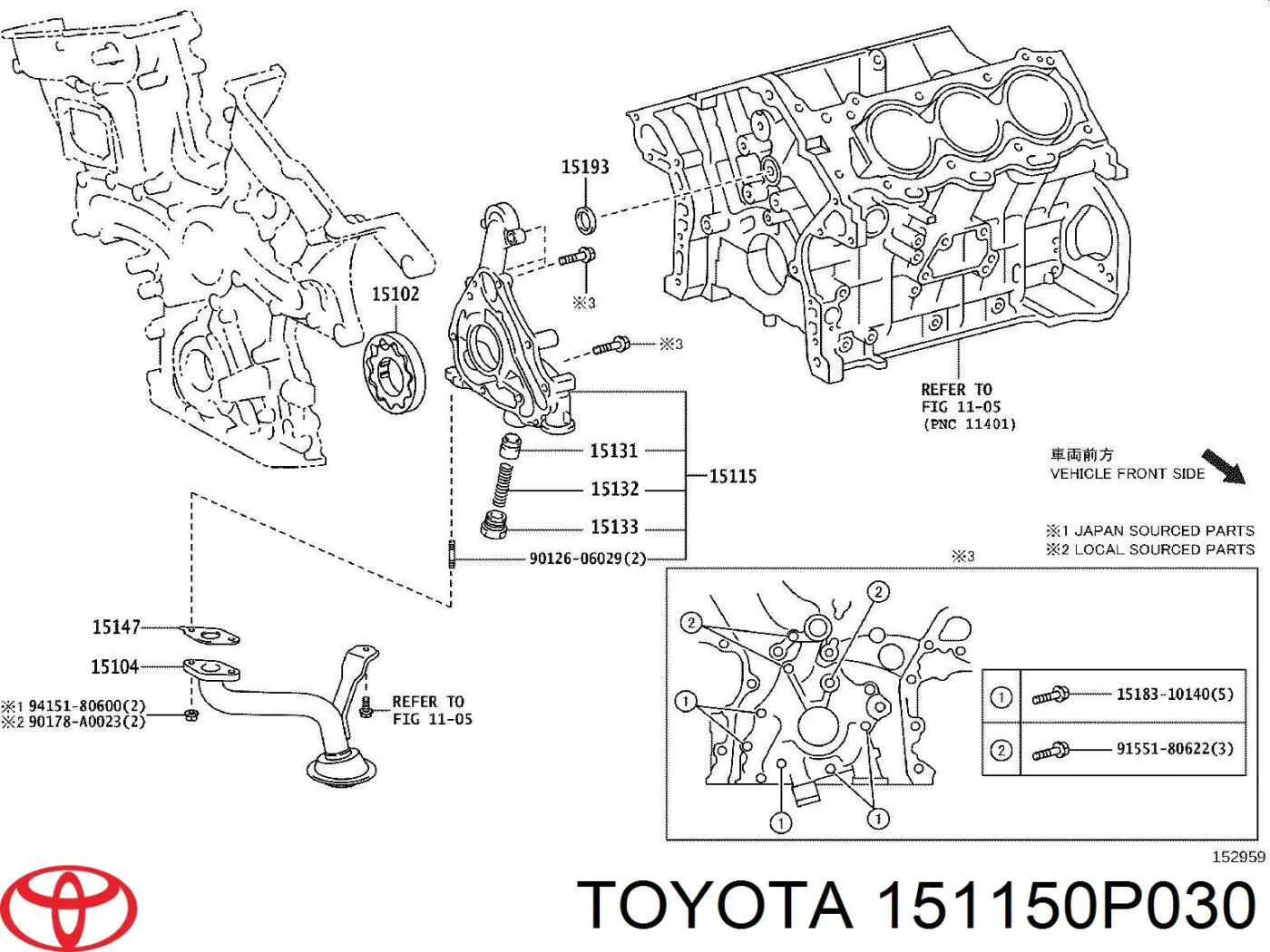 151150P030 Toyota bomba de aceite