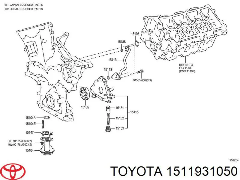 Junta, bomba de aceite para Toyota Tundra 