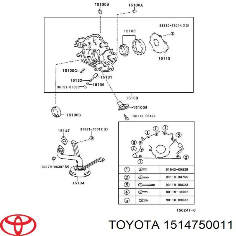 1514750011 Toyota anillo obturador, filtro de transmisión automática