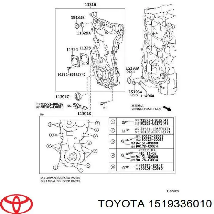 Junta, bomba de aceite para Toyota RAV4 (A4)