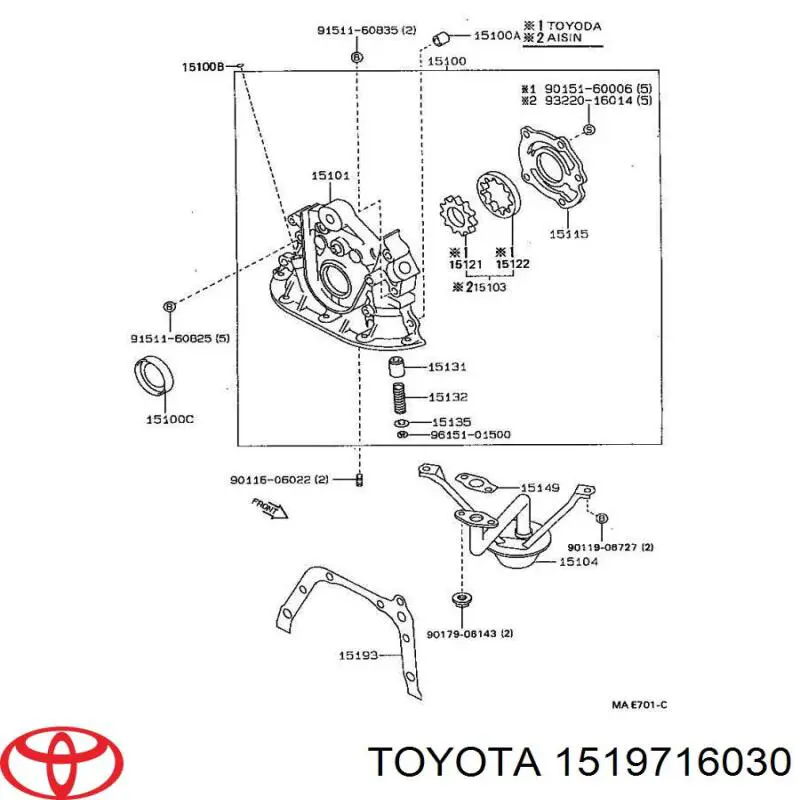 1519715030 Toyota junta, bomba de aceite