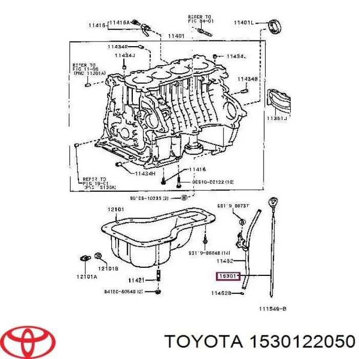 1530122050 Toyota varilla de nivel de aceite
