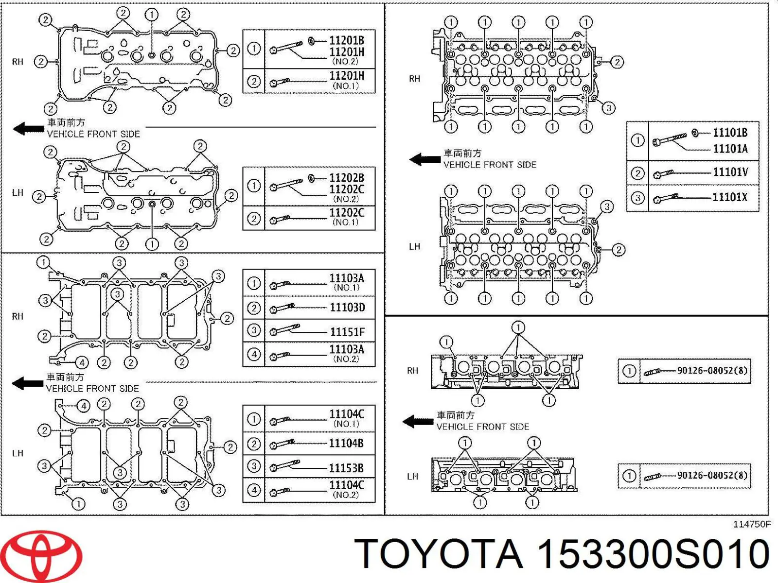 153300S010 Toyota válvula control, ajuste de levas