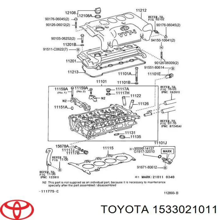 1533021011 Toyota sincronizador de valvula