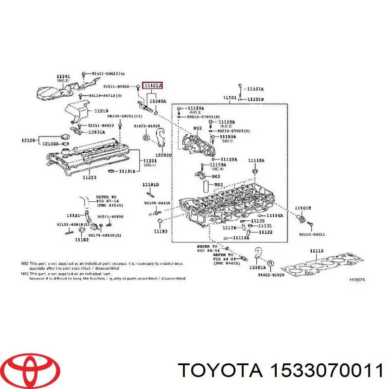1533070011 Toyota válvula control, ajuste de levas