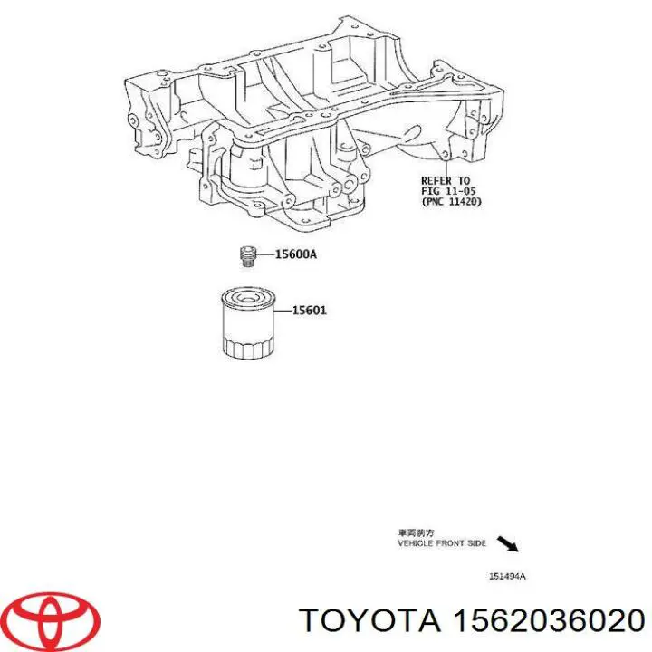 Tapa del filtro de aceite 1562036020 Toyota