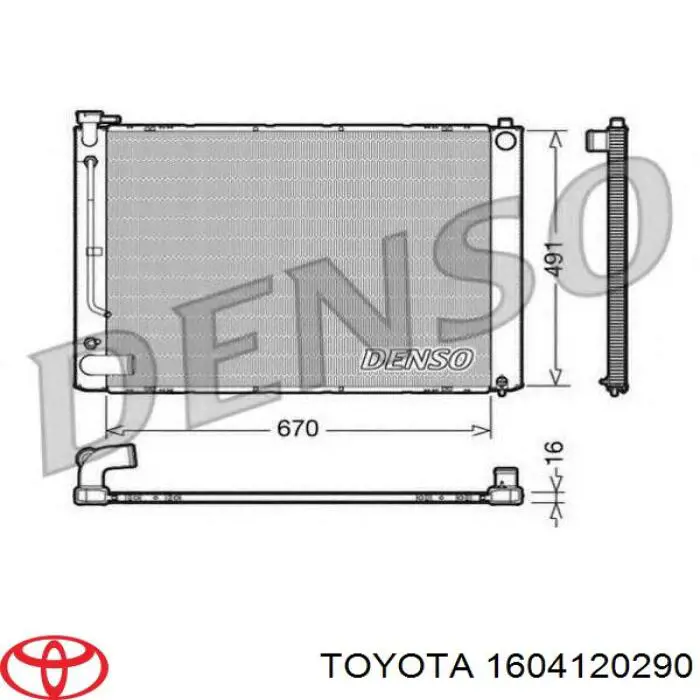 1604120290 Toyota radiador refrigeración del motor