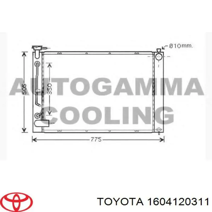 1604120311 Toyota radiador refrigeración del motor